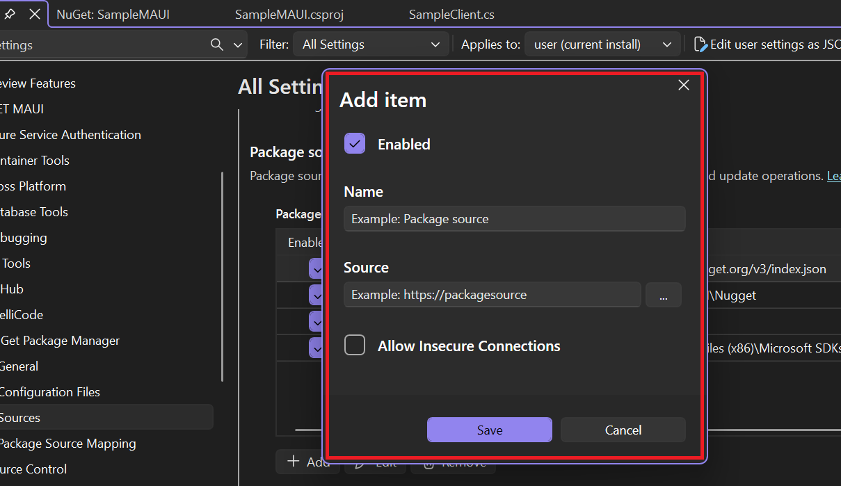 Add new Package Resource