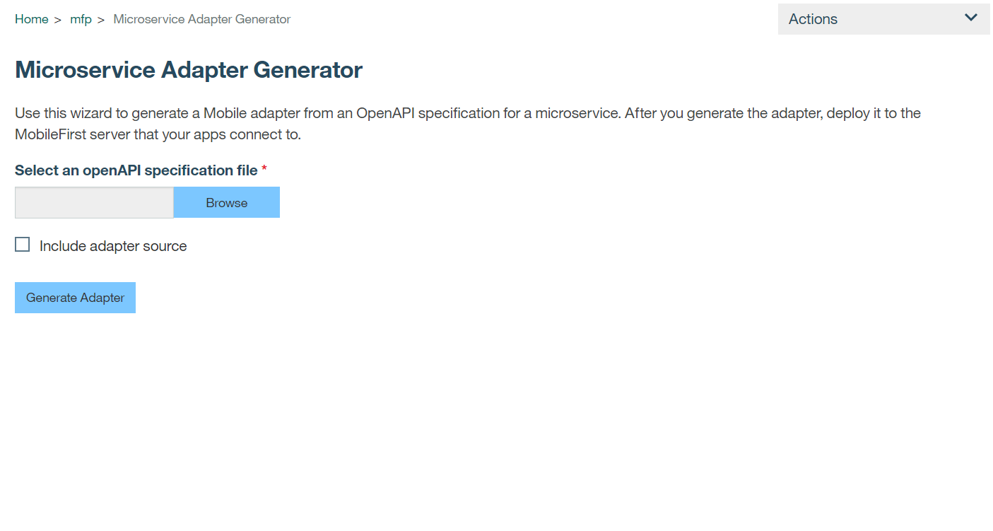 Image of Adapter generator page