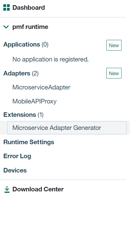 Image of Adapter generator in navigation pane