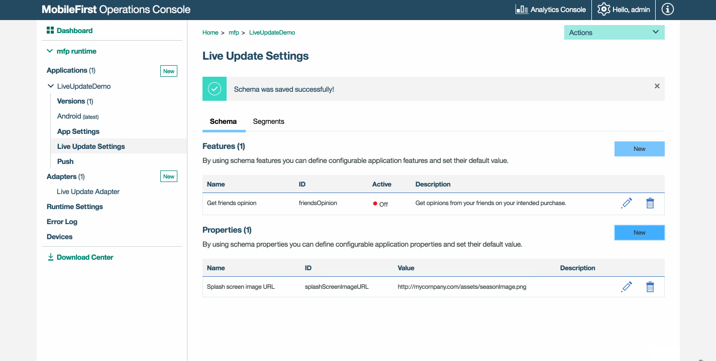 Add schema feature and property