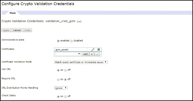 Configure Crypto validation credentials