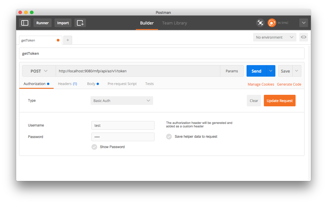 Image of Postman Authorization configuration