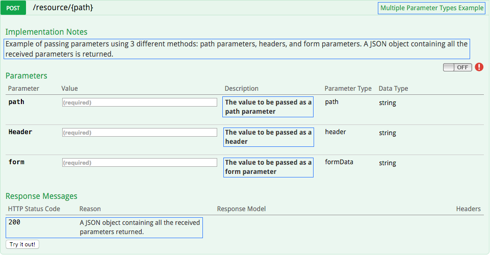 Multiple parameter endpoint in the swagger UI