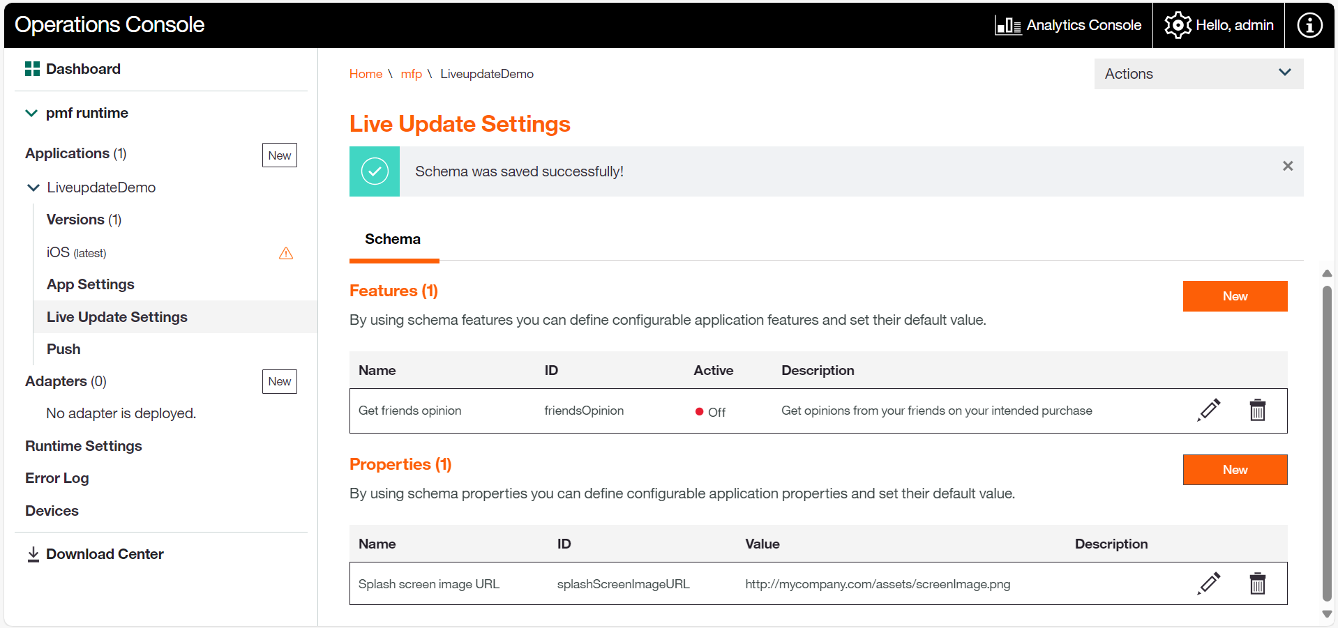 Add schema feature and property