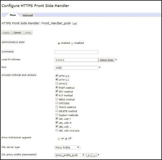 Configure HTTPS Front Side Handler